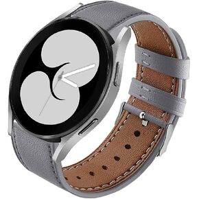 Compatible for Samsung Galaxy Watch 7/FE/6/5/4 Bands 40mm 44mm,Women Men Leather Strap Sport Replacement Wristband Band for Galaxy Watch 6 4 Classic/Watch 5 Pro / Watch3 41mm/Active 1&2 (Gray)