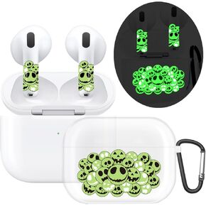 RockMax Glow-in-The-Dark AirPods 4 Case 2024, Spooky Air Pod 4 Case Skin Set, Unique Light-Up Funda para AirPods 4, Cool AirPod Cover with Keychain, Effortless MagSafe