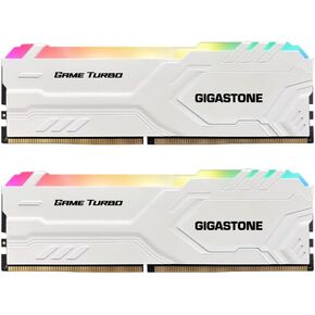 【RGB DDR4 RAM】GIGASTONE Game TURBO 16GB Kit (2x8GB)DDR4 3200MHz PC4-25600 CL 16-18-18-40 Intel XMP 2.0 AMD Ryzen 1.35V UDIMM 288 Pin Unbuffered Non ECC High Performance Gaming Desktop Memory - White