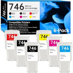746 Ink Cartridge 300-ml Set Replacement for HP 746 Ink Cartridge P2V83A P2V82A P2V81A P2V80A P2V79A P2V78A DesignJet 746 ink for DesignJet Z6 & Z9+ Large Format Printer, 6 Pack 746 Ink Cartridges Kit