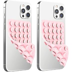 Silicone Suction Cup Phone Case Mount, Double Sided Hands-Free Strong Sticky Grip Holder for Selfies and TikTok Videos, Non Slip Silicon Phone Stand for iPhone and Android Purple
