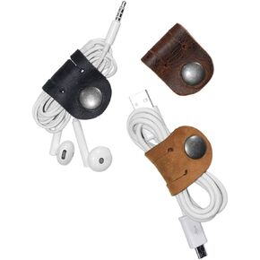 Hide & Drink, Leather Cord Organizer (3 pack) / Earbud/Cable/Earphone Holder/Case/Phone Accessories/Travel Essentials, Handmade Includes 101 Year Warranty :: Multicolor