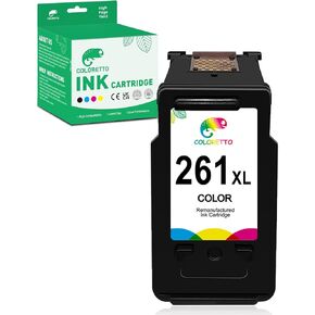 COLORETTO 261XLRemanufactured for Canon CL-261XL 261 XL (1 Color) Printer Ink Cartridges for Pixma Series: TS5300 TS5320 TS6400 TS6420 TS6420a；TR7020 TR7022 TR7022a Printer High Yield