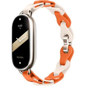 PINHEN Silicone Strap Compatible with Xiaomi Smart Mi Band 8 - Ring Buckle Adjustable Watch Bracelet Stylish Design Straps for Women Mi Band 8 Wristband