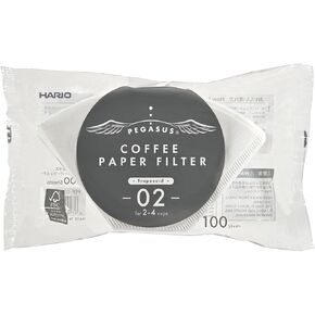 Hario Pegasus Flat Bottom Filters, Size 02, White, 100ct