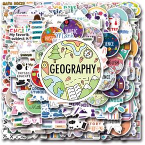 110Pcs School Subject Stickers for Notebook, Cute Back to School Stickers, Funny Vinyl Decals for Students Teachers Kids Planner Scrapbook Water Bottles Laptop Phone Bike Skateboard Guitar (Subject)