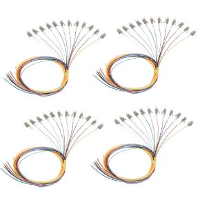 12 Fibers LC OM1 62.5/125 Multimode (MM) Fiber Optic Pigtail 1.5m LC Multimode Fiber Cable Pigtail for Engineering Network Fiber Access, 4 Packs
