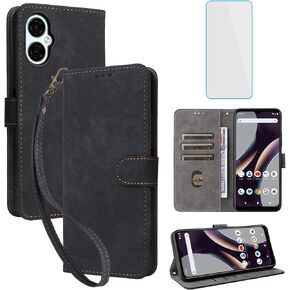 Compatible with BLU G53 Wallet Case with Screen Protector [RFID Blocking] Leather Flip Case Card Holder Kickstand Cell Phone Cover for Blue BLU G53 -Black