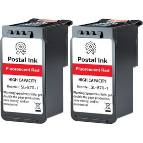 SL-870-1 Red Ink Cartridge Fluorescent Red Ink Replacement for The PB New SendPro Mailstation Postage Meter Machine(CSD1) 2Pack