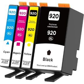 920XL 920 XL Ink Cartridges for HP920 for HP920XL |High Yield | Compatible with Officejet 6500A 6000 6500 7000 7500 7500A Printer (1 Black, 1 Cyan,1 Magenta,1 Yellow, 4-Pack)