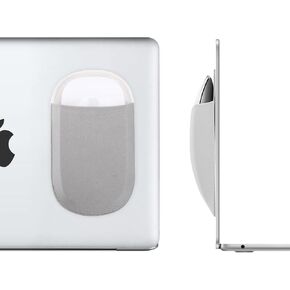 Frankmate Universal Stick-On Mouse Pouch, Reusable Adhesive Laptop Mouse Holder, No Glue Residue, Slim Mouse Holder Compatible with iPad or MacBook (Gray)