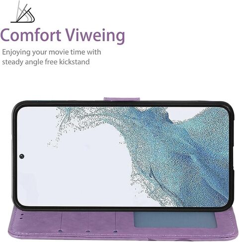 Case for Galaxy S23 Case, Samsung S23 SM-S911U Wallet Case with Tempered Glass Screen Protector, Flower Leather Flip Credit Card Holder Stand Phone Cover Cases for Samsung Galaxy S23 Purple in Kuwait