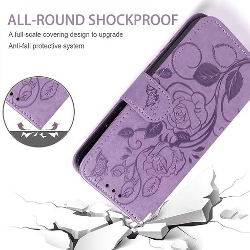Case for Galaxy S23 Case, Samsung S23 SM-S911U Wallet Case with Tempered Glass Screen Protector, Flower Leather Flip Credit Card Holder Stand Phone Cover Cases for Samsung Galaxy S23 Purple in Kuwait