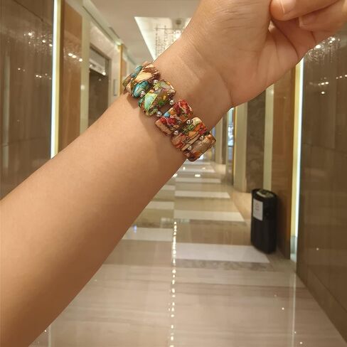 Natural Stone boho Loop Compatible with Apple Watch 38/40/41/42/44/45/49mm Women,Western Handmade Elastic Beaded Bracelet Strap for iwatch Series 9/8/7/6/SE/Ultra in Saudi Arabia