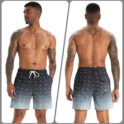 zeetoo Mens Swim Trunks with Compression Liner 5.5" Inseam Quick Dry Board Shorts Swim Shorts in Kuwait