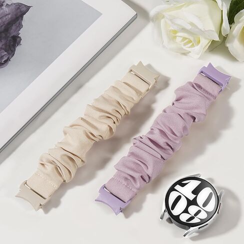 One Click Stretchy Scrunchie Bands Compatible with Samsung Galaxy Watch 7 6 5 4 40mm 44mm/FE 40mm/Watch 6 4 Classic Band 42mm 46mm 43mm 47mm/Galaxy Watch 5 Pro Band 45mm,No Gap Soft Adjustable Nylon Sport Band in Saudi Arabia