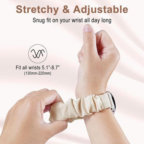 One Click Stretchy Scrunchie Bands Compatible with Samsung Galaxy Watch 7 6 5 4 40mm 44mm/FE 40mm/Watch 6 4 Classic Band 42mm 46mm 43mm 47mm/Galaxy Watch 5 Pro Band 45mm,No Gap Soft Adjustable Nylon Sport Band in Saudi Arabia