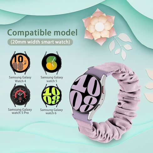 One Click Stretchy Scrunchie Bands Compatible with Samsung Galaxy Watch 7 6 5 4 40mm 44mm/FE 40mm/Watch 6 4 Classic Band 42mm 46mm 43mm 47mm/Galaxy Watch 5 Pro Band 45mm,No Gap Soft Adjustable Nylon Sport Band in Saudi Arabia