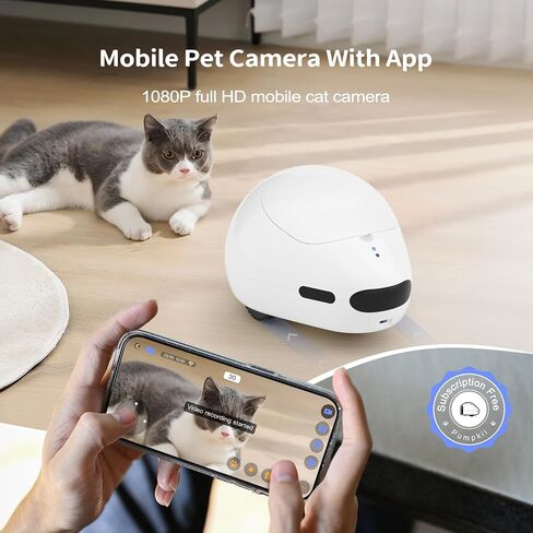 Cat Camera, Moving Pet Camera Robot with Phone App, Pet Camera Treat Dispenser, Pet Camera Indoor, Dog Camera with Night Vision, Two-Way Audio and Video, Self-Charging Version (2.4G Wi-Fi only) in Saudi Arabia