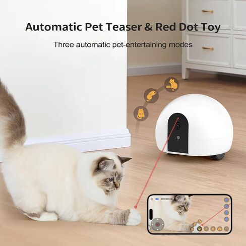 Cat Camera, Moving Pet Camera Robot with Phone App, Pet Camera Treat Dispenser, Pet Camera Indoor, Dog Camera with Night Vision, Two-Way Audio and Video, Self-Charging Version (2.4G Wi-Fi only) in Saudi Arabia