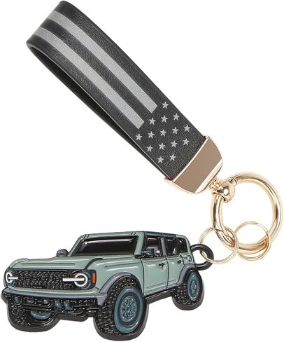 Bronco Keychain with American Leather Flag Metal Keychain Bronco Accessories in Saudi Arabia