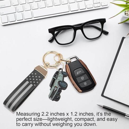 Bronco Keychain with American Leather Flag Metal Keychain Bronco Accessories in Saudi Arabia