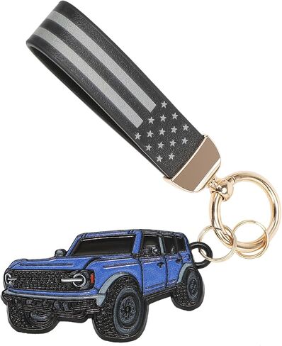 Bronco Keychain with American Leather Flag Metal Keychain Bronco Accessories in Saudi Arabia