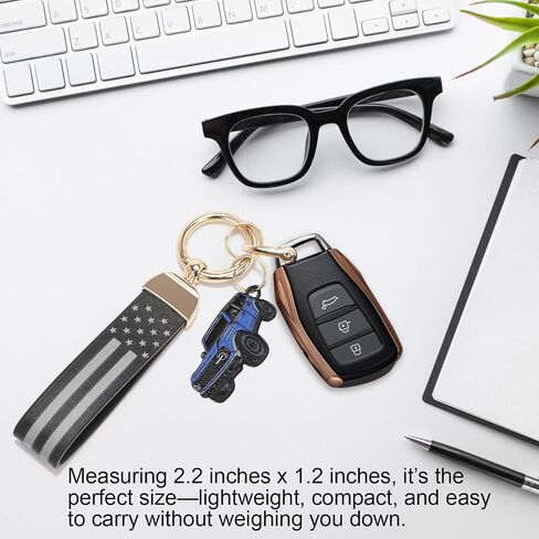 Bronco Keychain with American Leather Flag Metal Keychain Bronco Accessories in Saudi Arabia