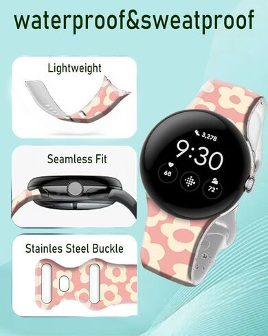 متوافق مع Pixel Watch 2/1 Band للنساء ، حزام بديل للرياضة المضاد للماء من السيليكون لمجلة Pixel 2 2023/ بكسل مشاهدة 2022 الملحقات in Saudi Arabia