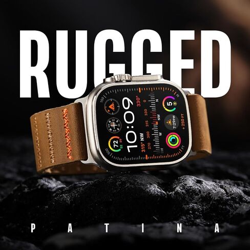 أحزمة جلدية من Suitisbest متوافقة مع Apple Watch Ultra Band 49 مم 45 مم 44 مم 42 مم للرجال، حزام من الجلد الأصلي المحبب مع خطاف على شكل حرف S لسلسلة iWatch Ultra SE 9 8 7 6 5 4 in Kuwait