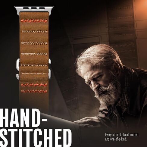 أحزمة جلدية من Suitisbest متوافقة مع Apple Watch Ultra Band 49 مم 45 مم 44 مم 42 مم للرجال، حزام من الجلد الأصلي المحبب مع خطاف على شكل حرف S لسلسلة iWatch Ultra SE 9 8 7 6 5 4 in Kuwait