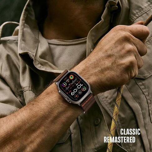 أحزمة جلدية من Suitisbest متوافقة مع Apple Watch Ultra Band 49 مم 45 مم 44 مم 42 مم للرجال، حزام من الجلد الأصلي المحبب مع خطاف على شكل حرف S لسلسلة iWatch Ultra SE 9 8 7 6 5 4 in Kuwait