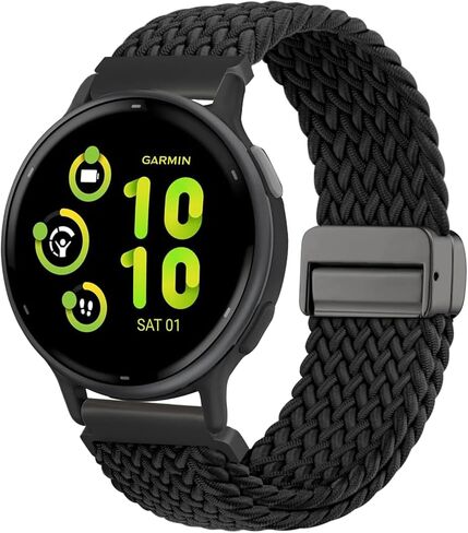نطاقات ساعة مضفر متوافقة مع Garmin Vivoactive 5/ Vivoactive 3،20mm حلقة مغناطيسية نايلون النايلون in Kuwait