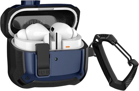 Saharacase Raider Series الحالة الثقيلة ل Samsung Galaxy Buds3 و Buds3 Pro سماعات-حماية الصحراء ، الزوايا المقاومة للتأثير ، تصميم مريح أنيقة ، مقطع Carabiner (Midnight Blue) in Kuwait