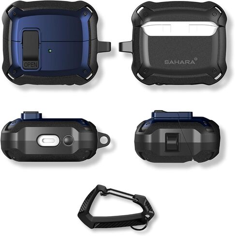 Saharacase Raider Series الحالة الثقيلة ل Samsung Galaxy Buds3 و Buds3 Pro سماعات-حماية الصحراء ، الزوايا المقاومة للتأثير ، تصميم مريح أنيقة ، مقطع Carabiner (Midnight Blue) in Kuwait