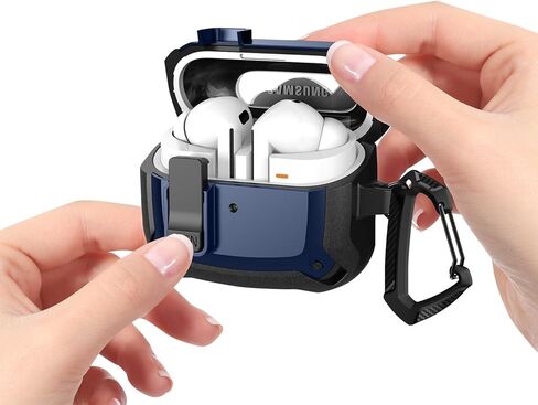 Saharacase Raider Series الحالة الثقيلة ل Samsung Galaxy Buds3 و Buds3 Pro سماعات-حماية الصحراء ، الزوايا المقاومة للتأثير ، تصميم مريح أنيقة ، مقطع Carabiner (Midnight Blue) in Kuwait
