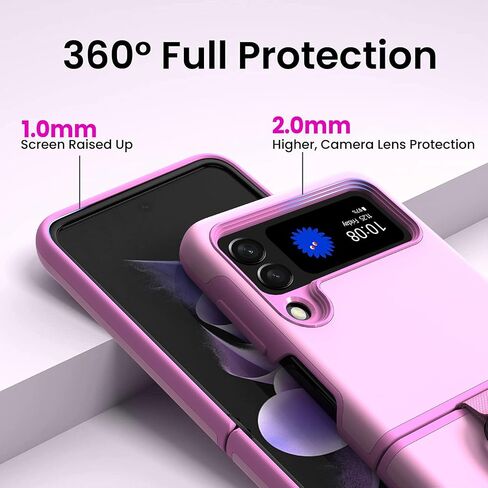 Samsung flip 3 case with Ring Holder-Shockproof Cover for Samsung Galaxy Z Flip 3 5G (Pink) in Saudi Arabia