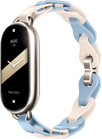 PINHEN Silicone Strap Compatible with Xiaomi Smart Mi Band 8 - Ring Buckle Adjustable Watch Bracelet Stylish Design Straps for Women Mi Band 8 Wristband in Kuwait