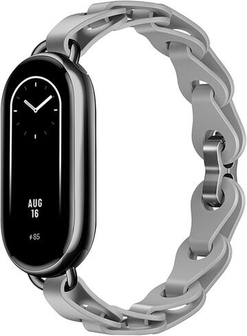 PINHEN Silicone Strap Compatible with Xiaomi Smart Mi Band 8 - Ring Buckle Adjustable Watch Bracelet Stylish Design Straps for Women Mi Band 8 Wristband in Kuwait