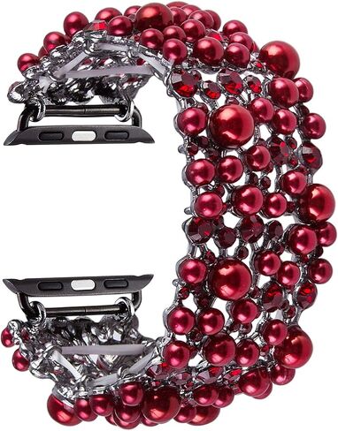 VIQIV Bling Bands Compatible with Apple Watch Band 38mm 40mm 41mm 42mm 44mm 45mm 49mm Iwatch Series SE 9 8 7 6 5 4 3 2 Ultra, Diamond Rhinestone Metal Pearl Dressy Bracelet Wristband Strap for Women in Kuwait