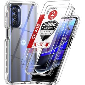 LeYi for Moto G Stylus 5G 2022 Phone Case: Motorola G Stylus 5G 2022 Case with [2 x Tempered Glass Screen Protector], Full-Body Shockproof Soft Silicone Phone Case for Moto G Stylus 5G 2022, Clear