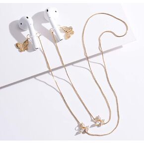 CZ Butterfly Anti Lost Earring Strap Necklace for Airpods Ear Clip for Airpods Wireless Earphone Holder for AirPods Anti Lost Ear Clip Strap Compatible with Airpods(CZ Butterfly Style)