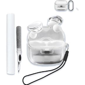 Case for JBL Tune Buds 2 True Wireless Noise Cancelling Earbuds,Clear Soft TPU Protective Cover with Keychain and Cleaner Kit for Women Men Shockproof Skin,Clear