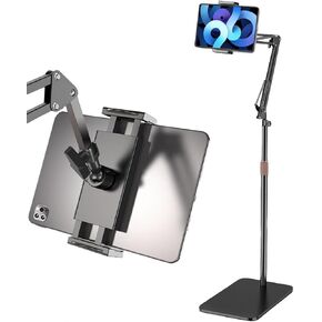 Tablet Floor Stand,360 Degree Adjustable Height Stretchable Arm Swivel Dual Holder,Compatible with 4.7-12.9inch Smart Phone/Tablet Kindle