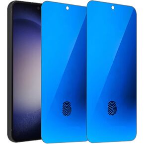 2 Pack Anti-Blue Privacy Tempered Glass for Samsung Galaxy S24 Plus Mirror Anti-Spy Screen Protector Film Electroplated Blue Support Finger Unlock 6.7 inch