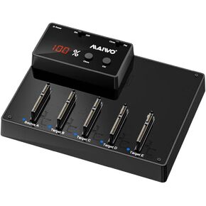 MAIWO 5 Bay Hard Drive Docking Station for 2.5 inch SATA SSD HDD with 1:4 Clone Function 30TB Capacity 12V 3A Power External Hard Drive Disk Cloner Duplicator Copier Reader