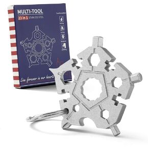 Snowflake Multi-Tool 23-in-1, Portable Outdoor Survival Tool, Stainless Steel Pocket Multi-tool, Gift for Men, DIY Keychain Everyday Carry Tool(Silver)