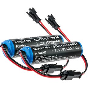 Synergy Digital Solar Batteries, Compatible with Gama Sonic GS32V15 Solar, (LiFePO4, 3.2V, 1500mAh), Replacement for Gama Sonic GS32V15 Battery, Pack Includes: 2 x SDOTH-L18834 Batteries