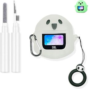 SKPY 3D Cute Luminous Ghost Durable Protection Case Compatible with JBL Tour Pro 2 Soft Silicone with Carabiner Anti-Lost Ring Cleaning Tools for Boys Girls Womens Mens