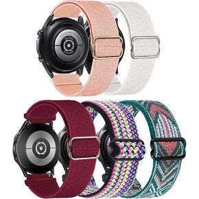5 Packs Stretchy Nylon Bands Compatible With Galaxy Watch 5 Pro 45mm/ Watch 5 & 4 40mm 44mm/Watch 4 Classic 42mm 46mm/ Galaxy watch 6 Classic 43mm 47mm, 20mm Wristband